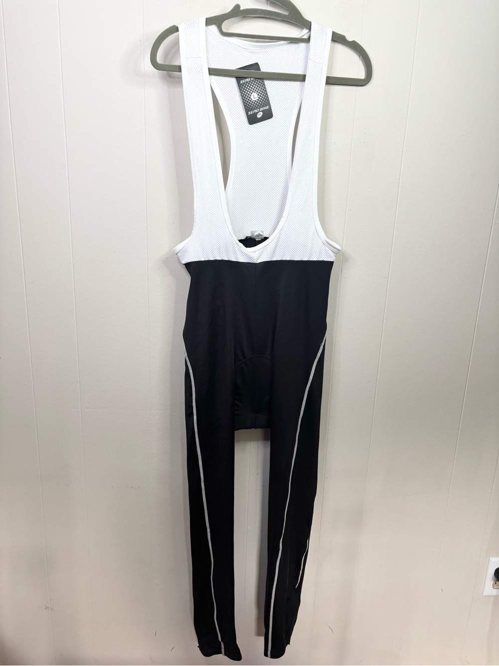 Zero Bike thermal cycling bib pants with white straps black white new